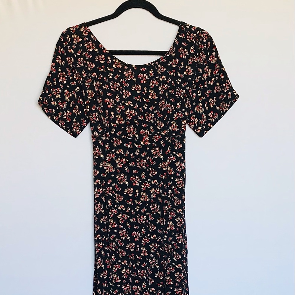Vintage Maxou Maxi Keyhole Cutout Floral Dress